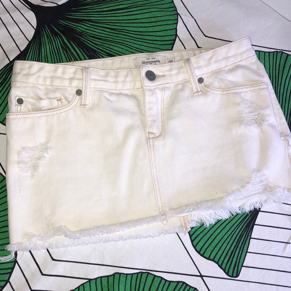 White Jean Mini Skirt